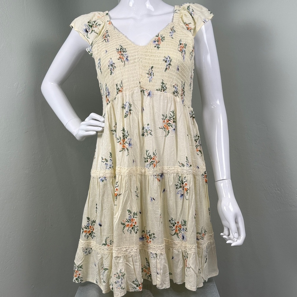 Angie Floral Boho Mini Dress Size Large Boho Cott… - image 1